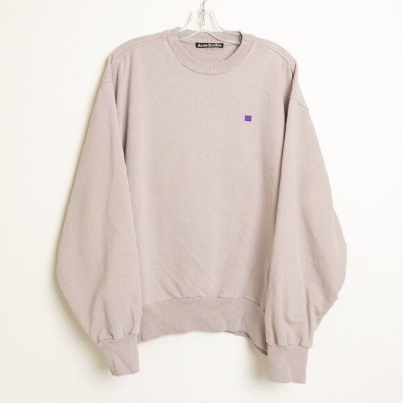 Acne Studios Crewneck Sweatshirt Unisex Beige Face Logo Patch - Picture 3 of 12